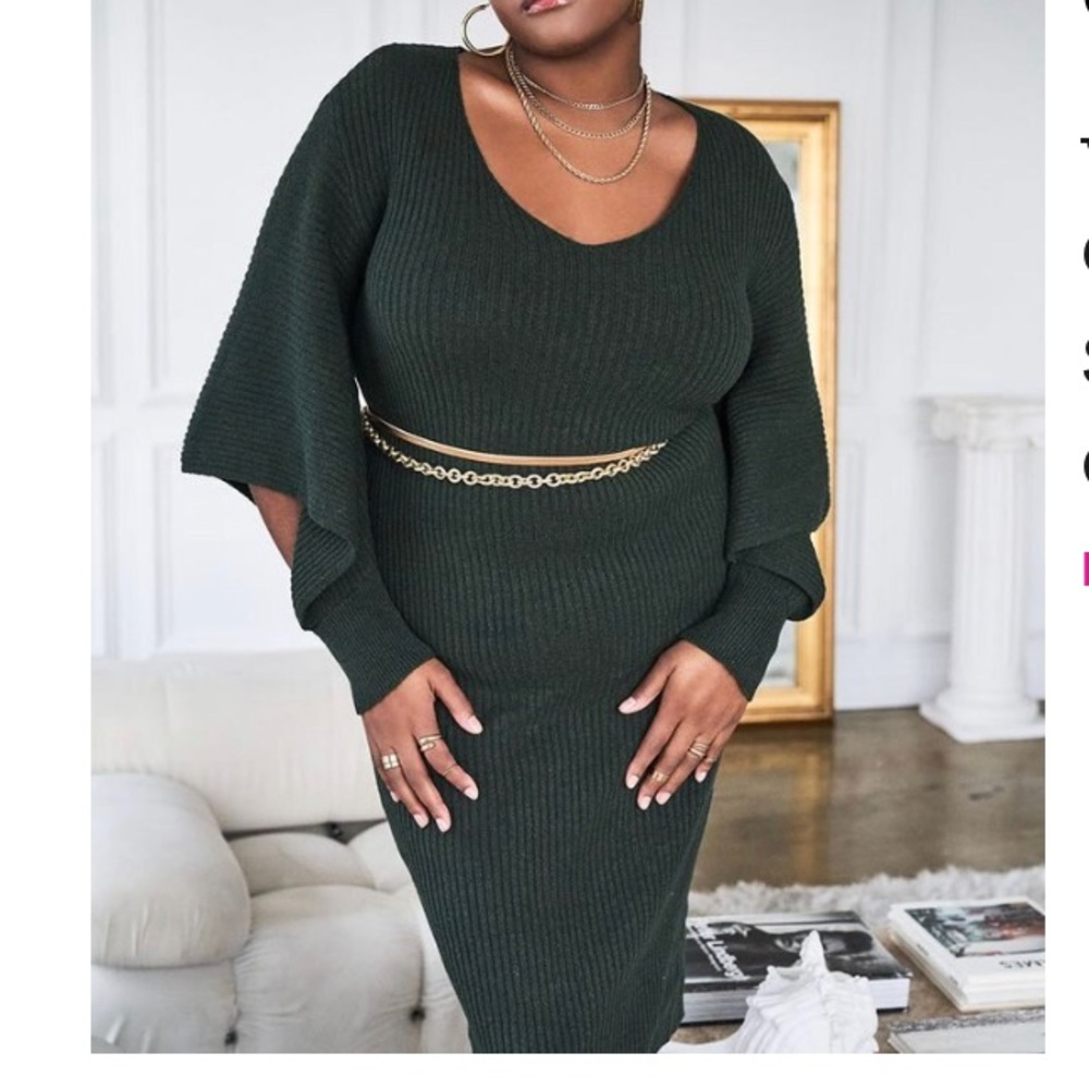 Plus size eloquii dark green knit dress nwt size 18/20